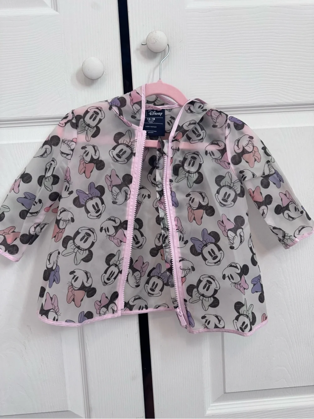GAP Disney Minnie Mouse Pink and Purple Print Raincoat
